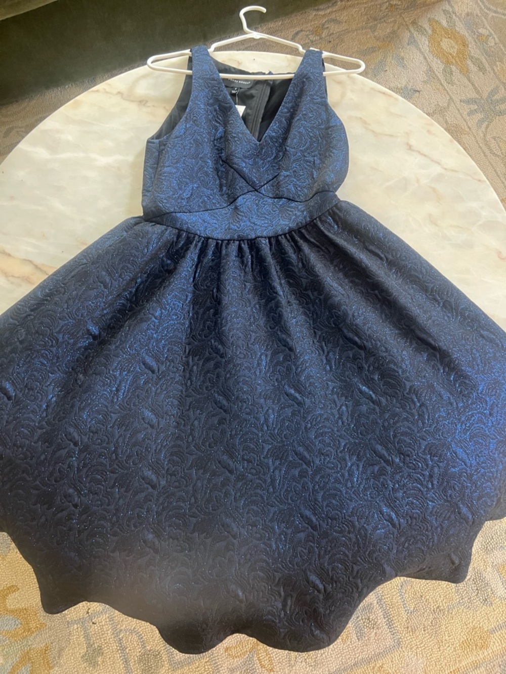 Donna Morgan Midnight Blue Textured Fit-and-Flare Dress